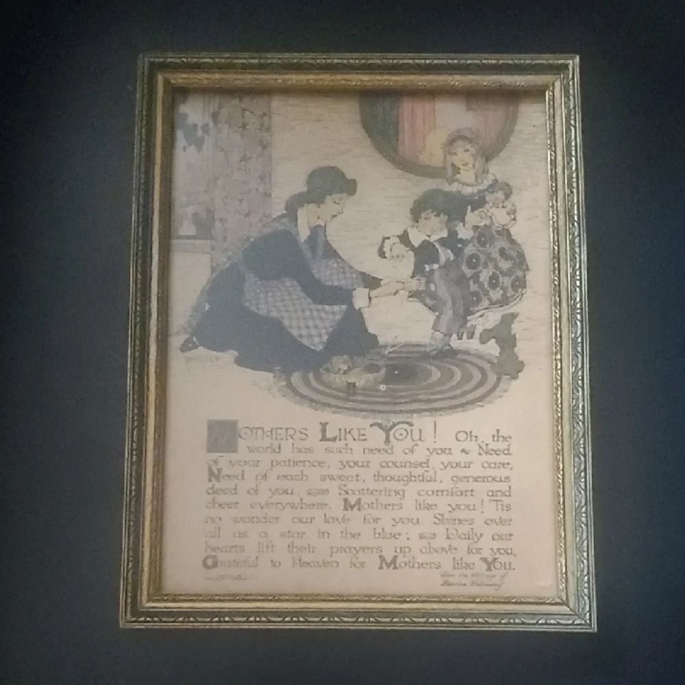 Vintage Framed Art with Mothers Poem 9x7x1/4 Perfect For Mother's Day Mom